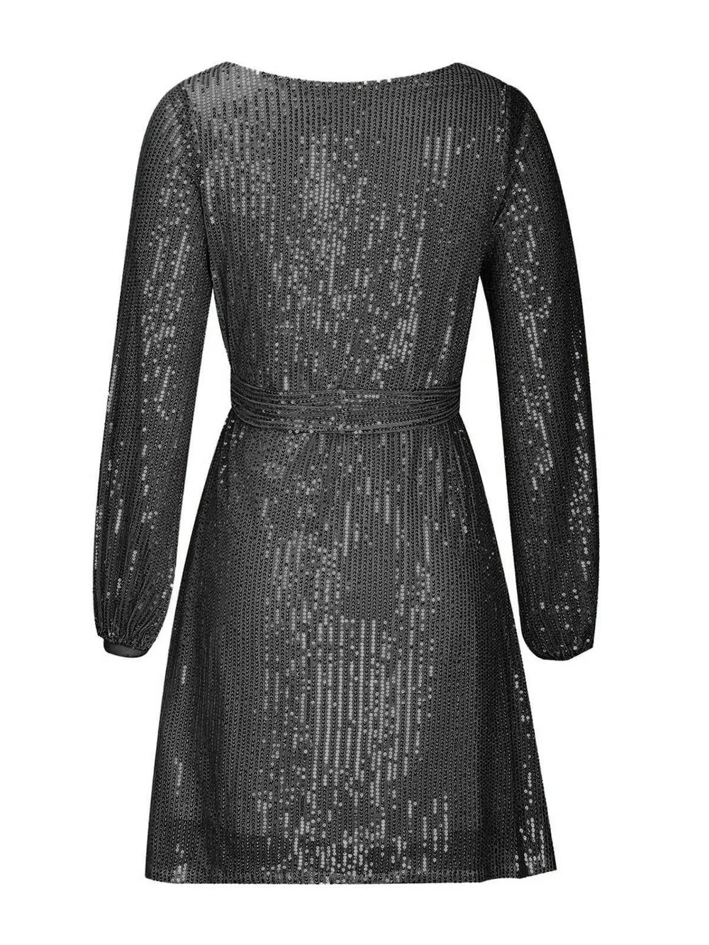 Sequin Tie Waist Long Sleeve Mini Dress Mini dress Luxurious Weddings