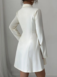 Double-Breasted Blazer Dress with Pleated Detail Formal Dress Luxurious Weddings