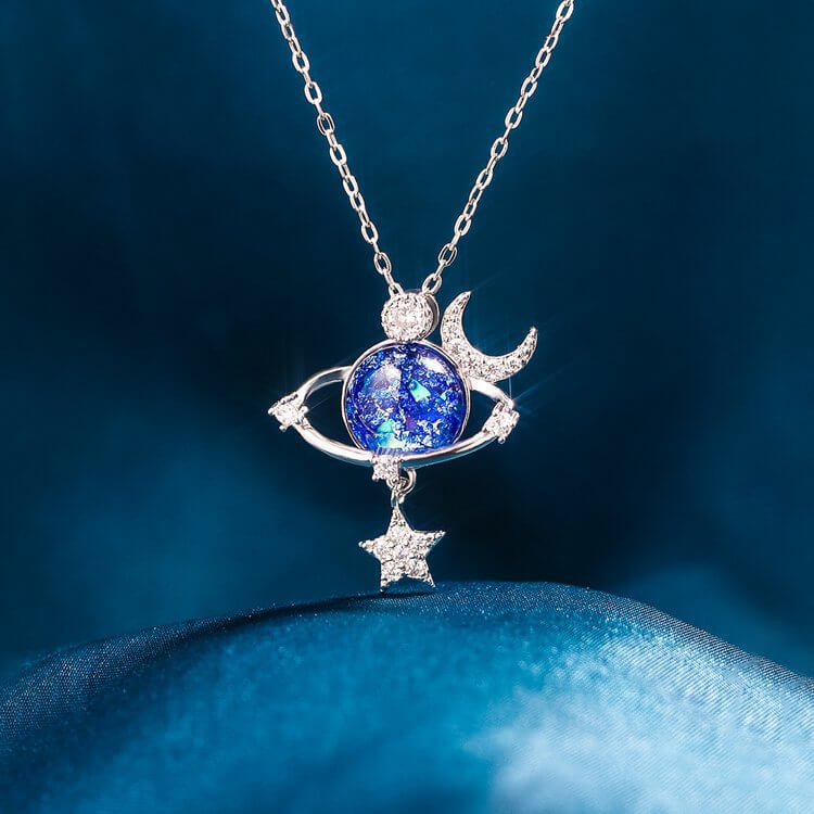 Starry Sky Inlaid Zircon Moon Star Necklace NECKLACE Luxurious Weddings