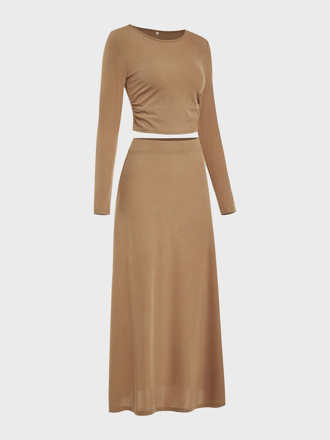 Round Neck Long Sleeve Top and Skirt Set Matching Sets Luxurious Weddings