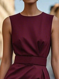 Round Neck Sleeveless Midi Sheath Dress Midi dresses Luxurious Weddings