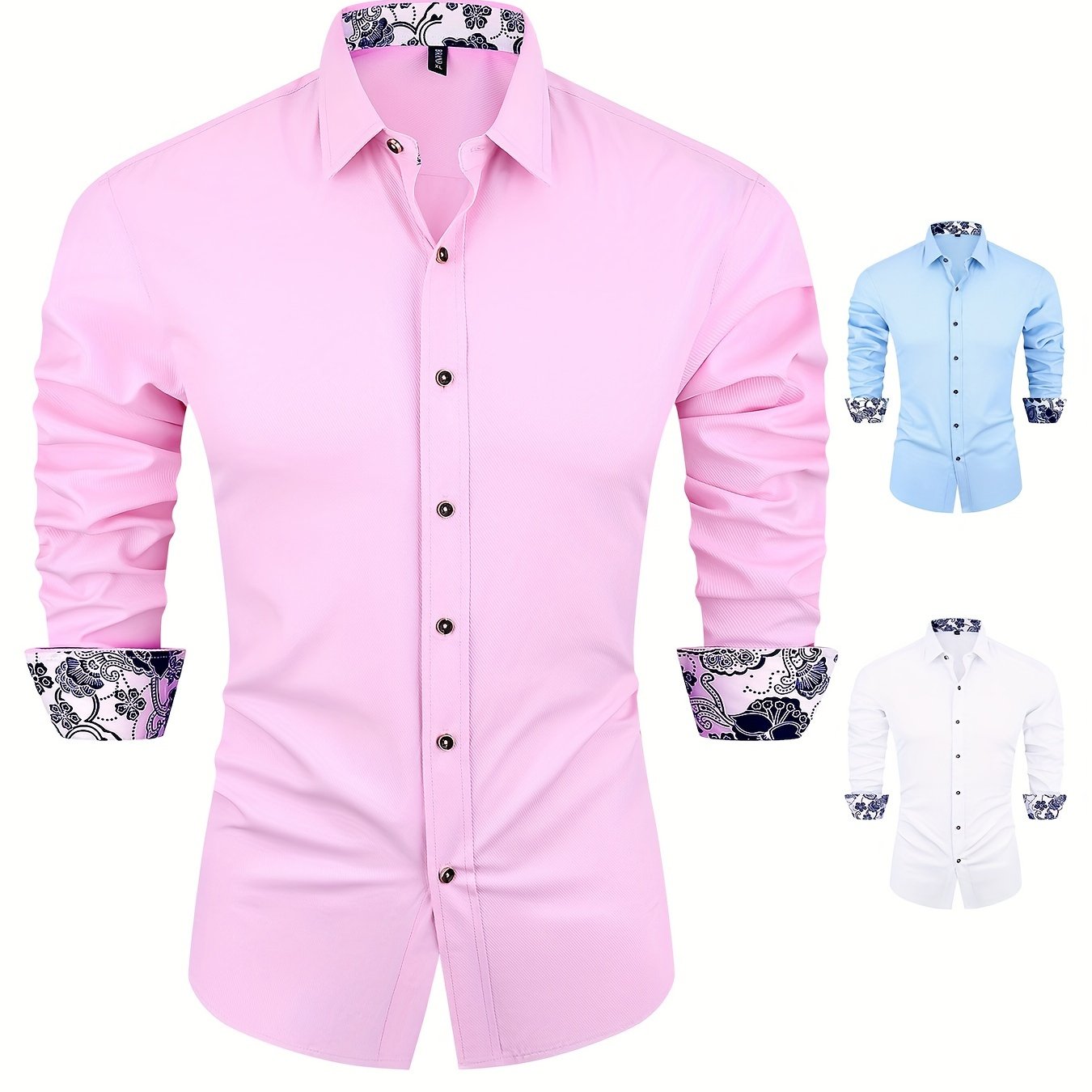 Men's Long Sleeve Tuxedo Shirt for Spring & Autumn Men's Formal Shirts Luxurious Weddings