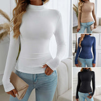 slim fit high neck long sleeved top Women's Top Luxurious Weddings