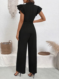 Pearl Detail Ruffled Cap Sleeve Jumpsuit Jumpsuits Luxurious Weddings