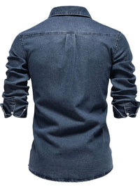 Men's Button Down Collared Neck Denim Shirt Men's Shirts Luxurious Weddings