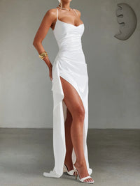 Slit Crisscross Back Maxi Cami Dress Formal Dress Luxurious Weddings