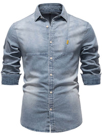 Men's Button Down Collared Neck Denim Shirt Men's Shirts Luxurious Weddings