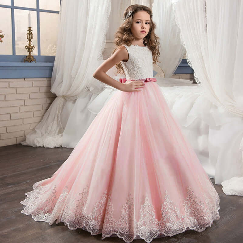 Children's Flowergirl Lace Puff Princess Dress girls dress Luxurious Weddings