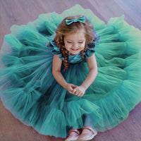 Mesh Poncho Princess Dress Children's Dress girls dress Luxurious Weddings