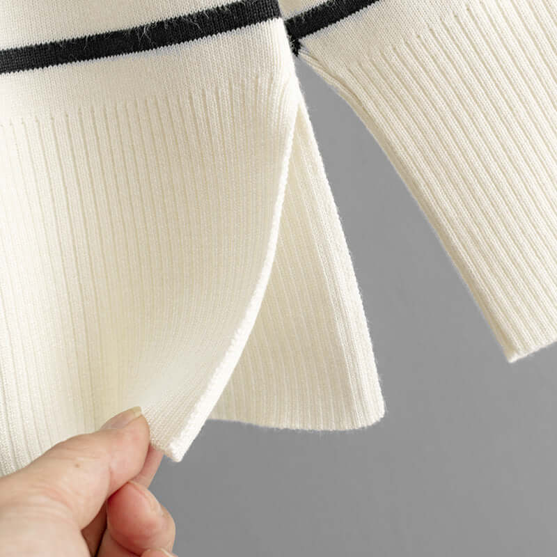 Basic Bae Striped Round Neck Long Sleeve Top and Pants Sweater Set Matching Sets Luxurious Weddings