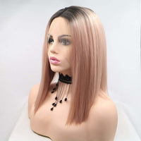13*3" Lace Front Wigs Synthetic Mid-length Straight 12" 130% Density Lace front wig Luxurious Weddings