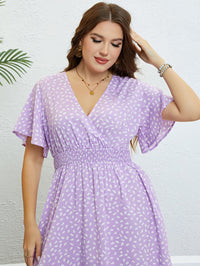 Honey Plus Size Printed Smocked Waist Surplice Dress Plus size dress Luxurious Weddings