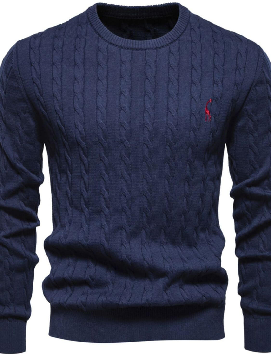 Men's Cable-Knit Round Neck Long Sleeve Sweater Sweatshirts Luxurious Weddings