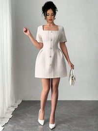 Square Neck Short Sleeve Mini Dress Dresses/Mini Dresses Luxurious Weddings