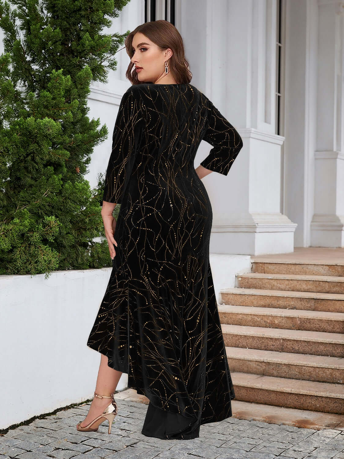Plus Size Ruffle Hem High-Low Dress plus size dresses Luxurious Weddings