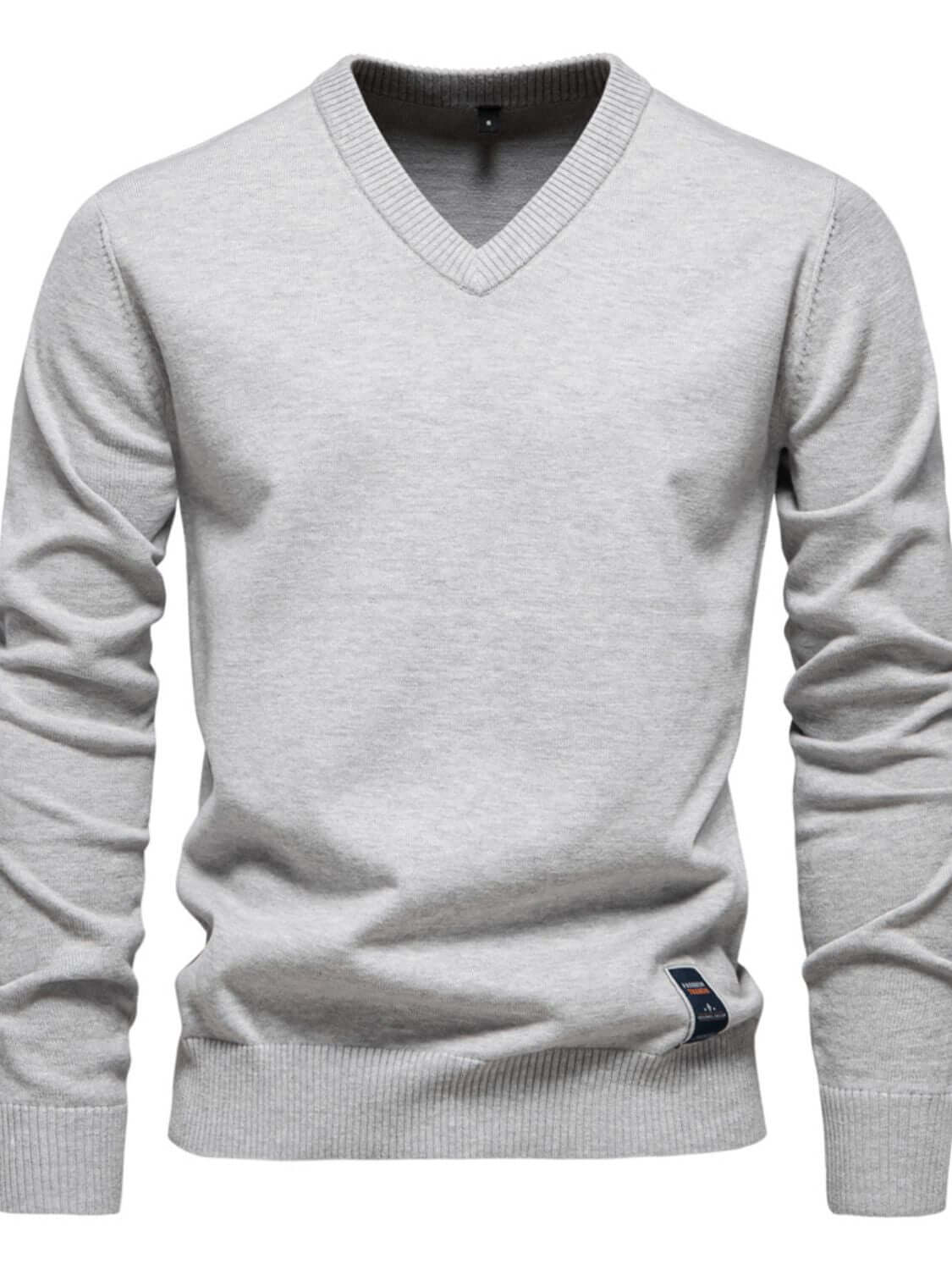 Men's Ribbed Hem V-Neck Long Sleeve Sweater Sweatshirts Luxurious Weddings