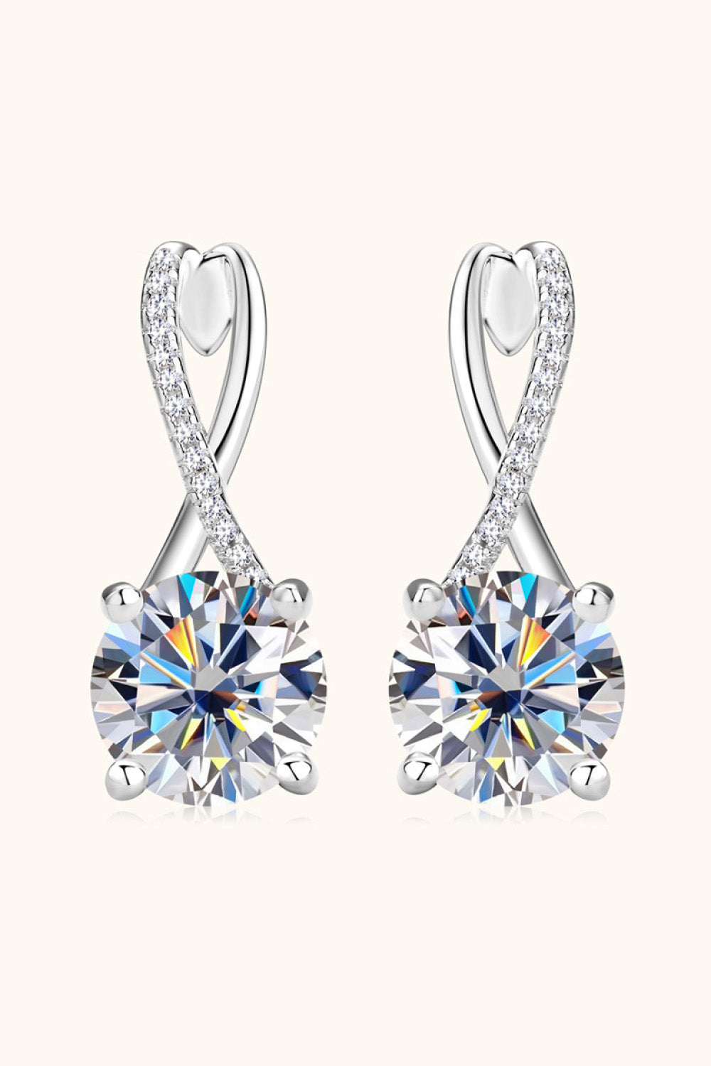 4 Carat Moissanite 925 Sterling Silver Earrings Luxurious Weddings