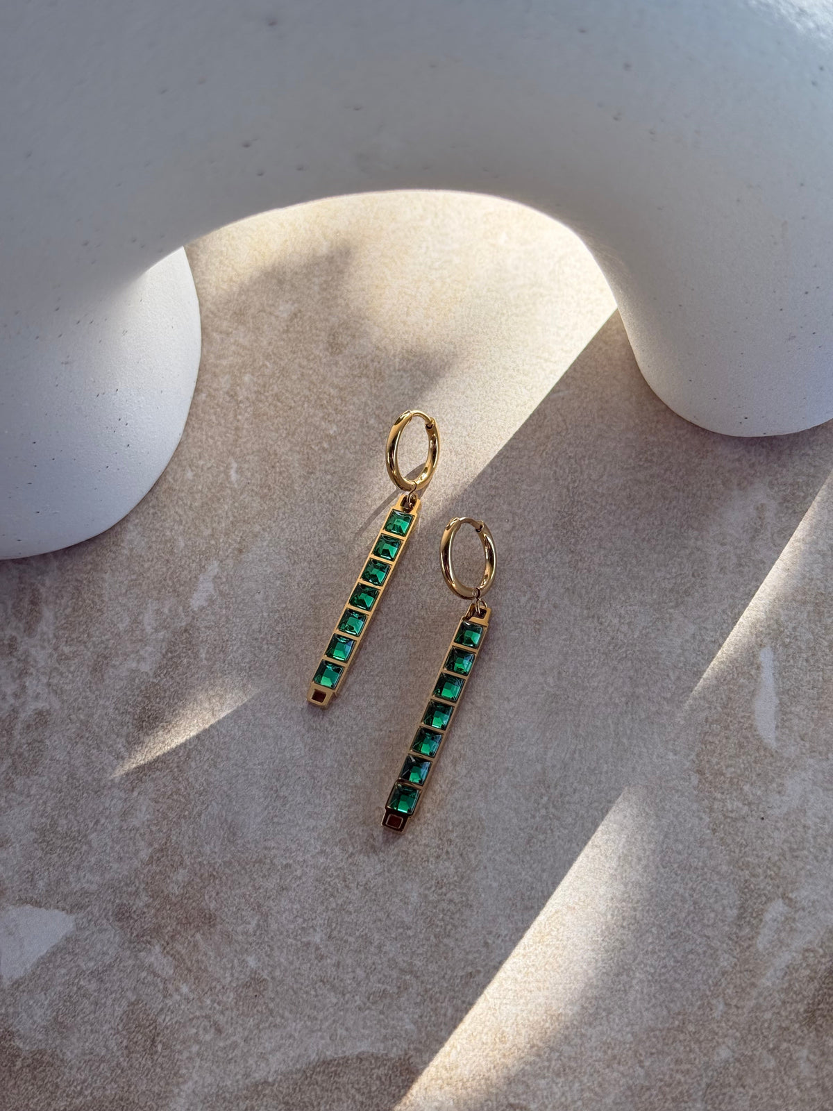 Tāhū Kākāriki Gold Earrings