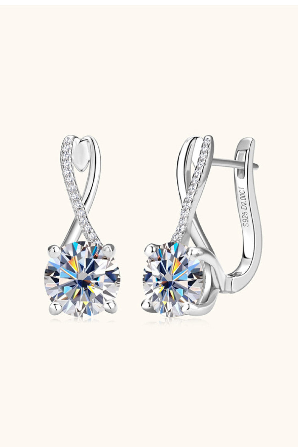 4 Carat Moissanite 925 Sterling Silver Earrings Luxurious Weddings