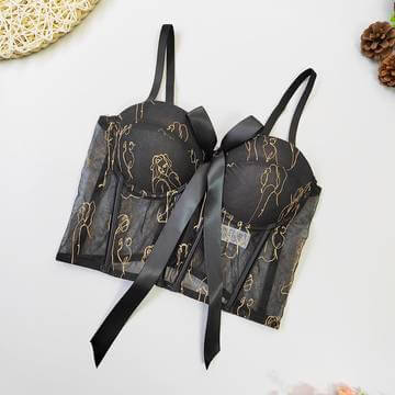 Crop Top Mesh Embroidery Corset Camisole top Luxurious Weddings