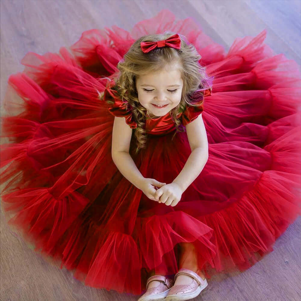 Mesh Poncho Princess Dress Children's Dress girls dress Luxurious Weddings