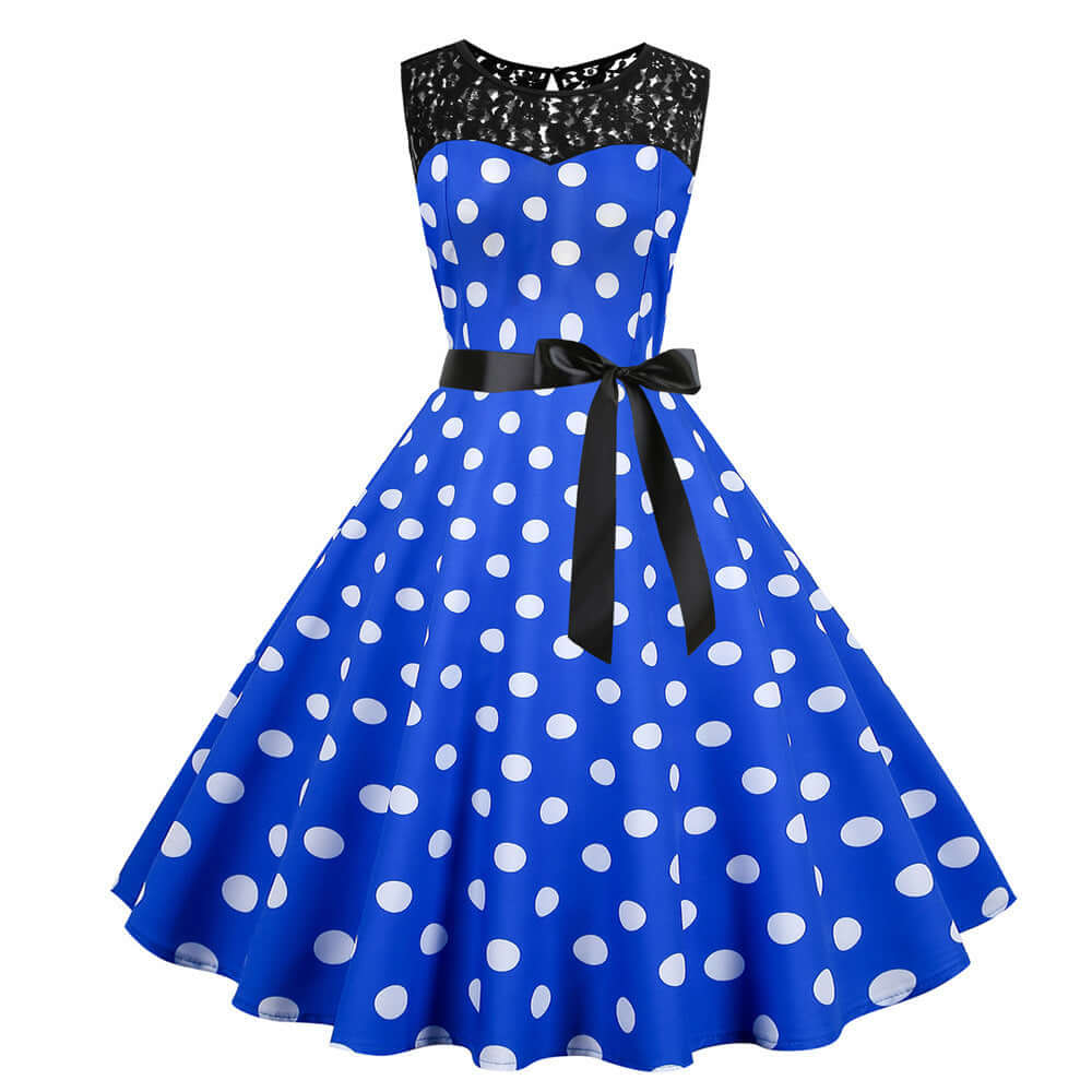 Polka Dot Sleeveless Dress Retro Dress Luxurious Weddings