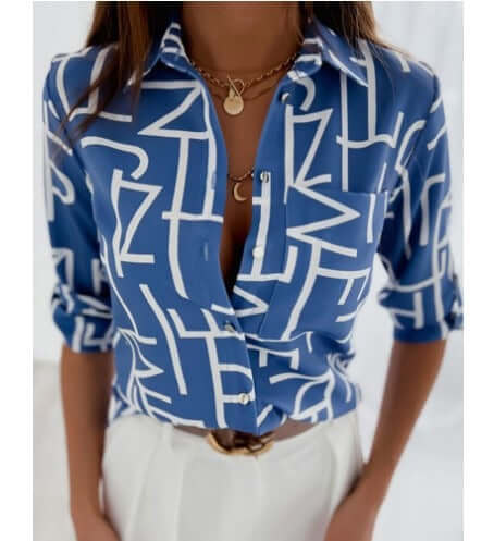 Spring and Autumn long Sleeved Printed Shirt Shirt Luxurious Weddings