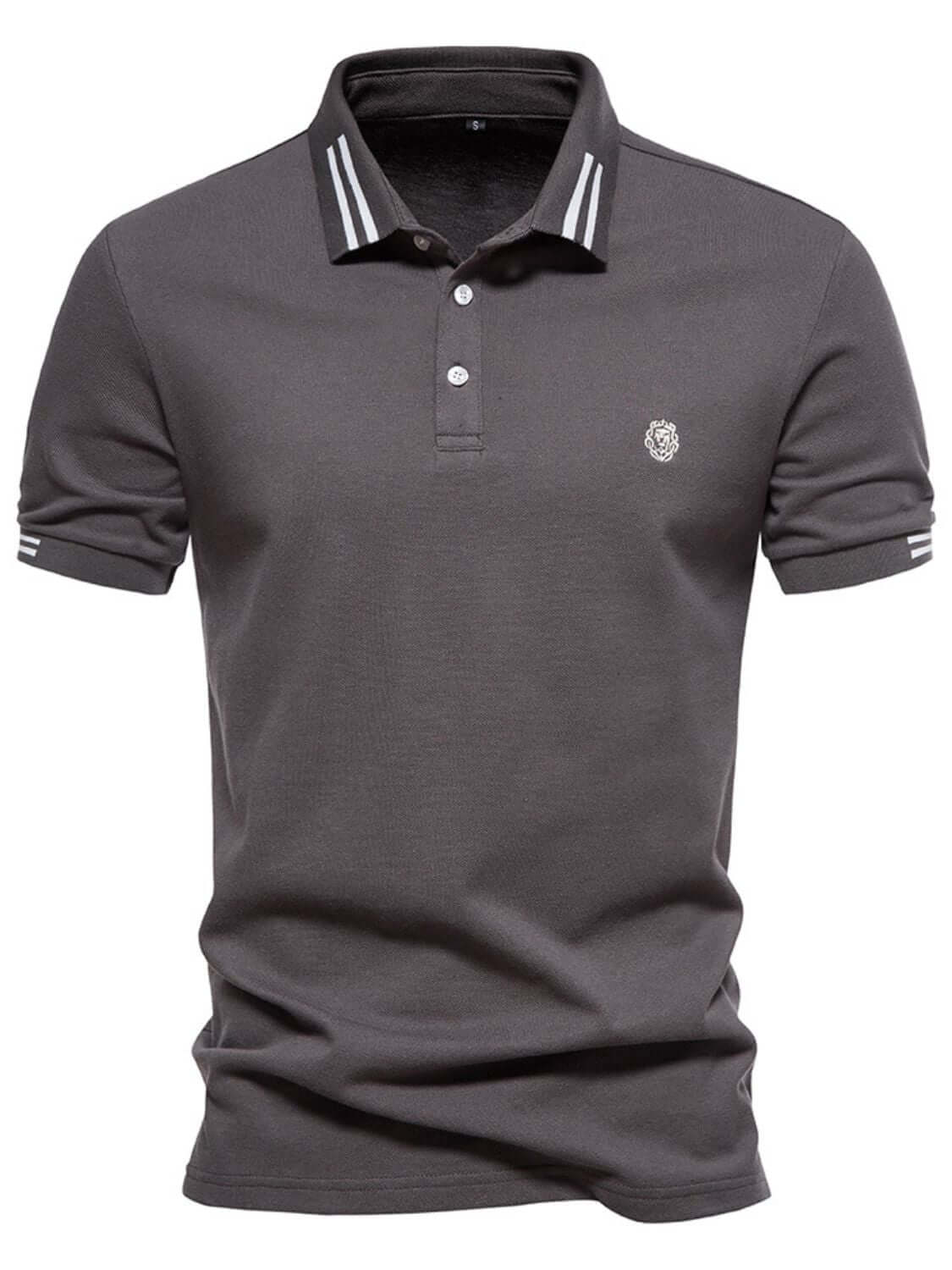 Men's Embroidered Striped Short Sleeve Polo Men's Polos Luxurious Weddings