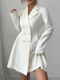 Double-Breasted Blazer Dress with Pleated Detail Formal Dress Luxurious Weddings