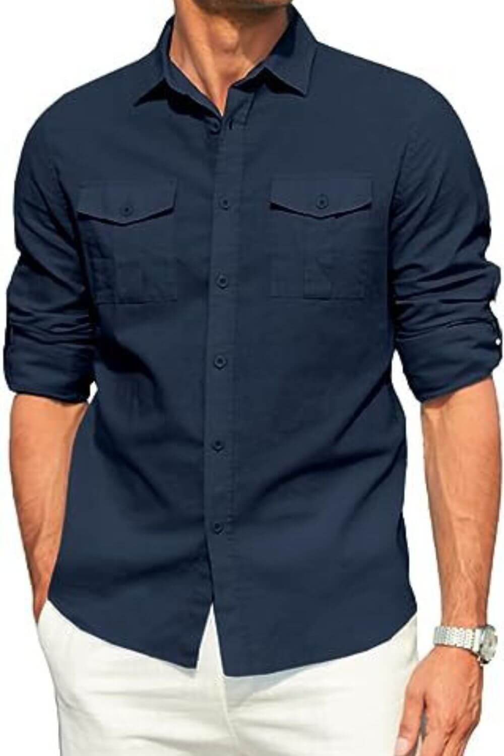 Men's Plus Size Button Down Collared Neck Long Sleeve Shirt shirts Luxurious Weddings