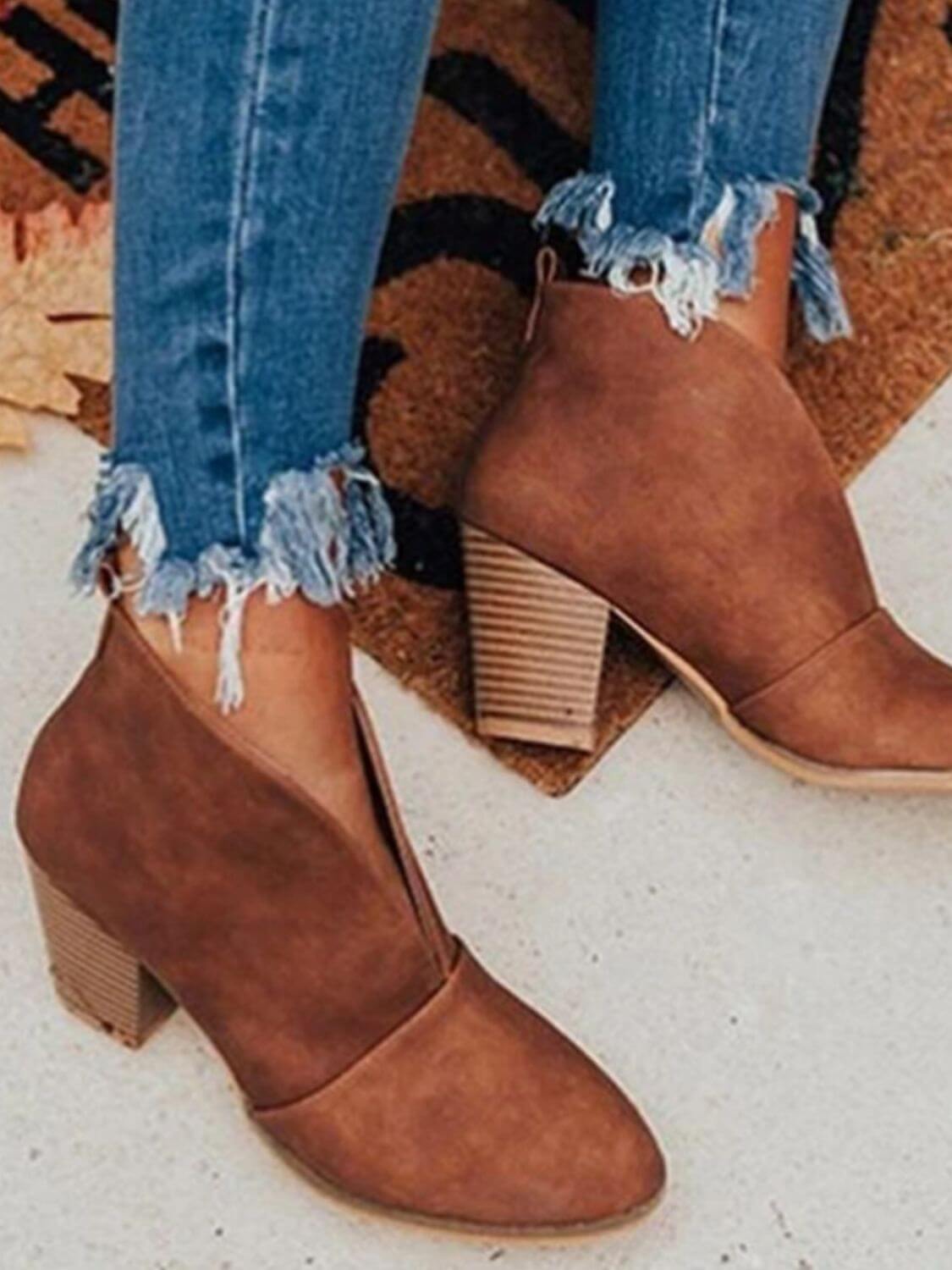 Point Toe Chunky Heeled Ankle Boots boots Luxurious Weddings
