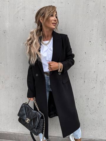 Autumn & Winter color lapel, medium length button down woolen coat, Women's Jacket Luxurious Weddings