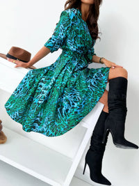 Printed Tie Waist Midi Dress Summer dress Luxurious Weddings