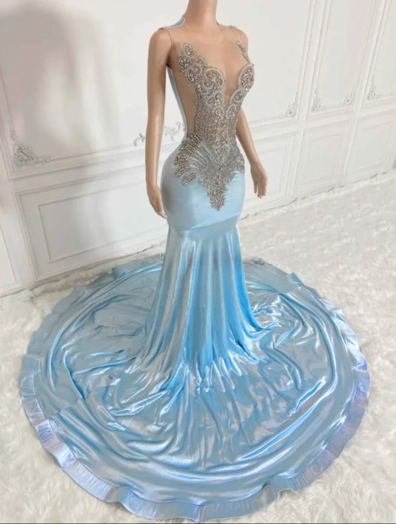 Sky Blue Ball Gown Prom Dress Luxurious Weddings