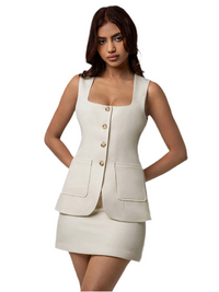 Set aus ärmellosem Oberteil und Rock mit Knopfleiste