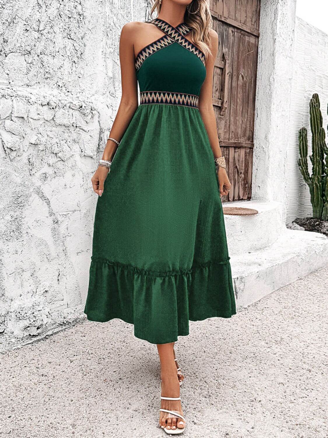 Devine Ruffled Slit Sleeveless Midi Dress Midi dresses Luxurious Weddings