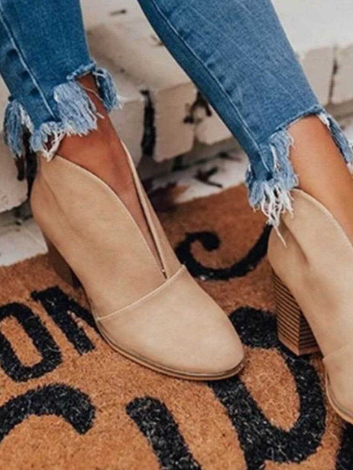 Point Toe Chunky Heeled Ankle Boots boots Luxurious Weddings