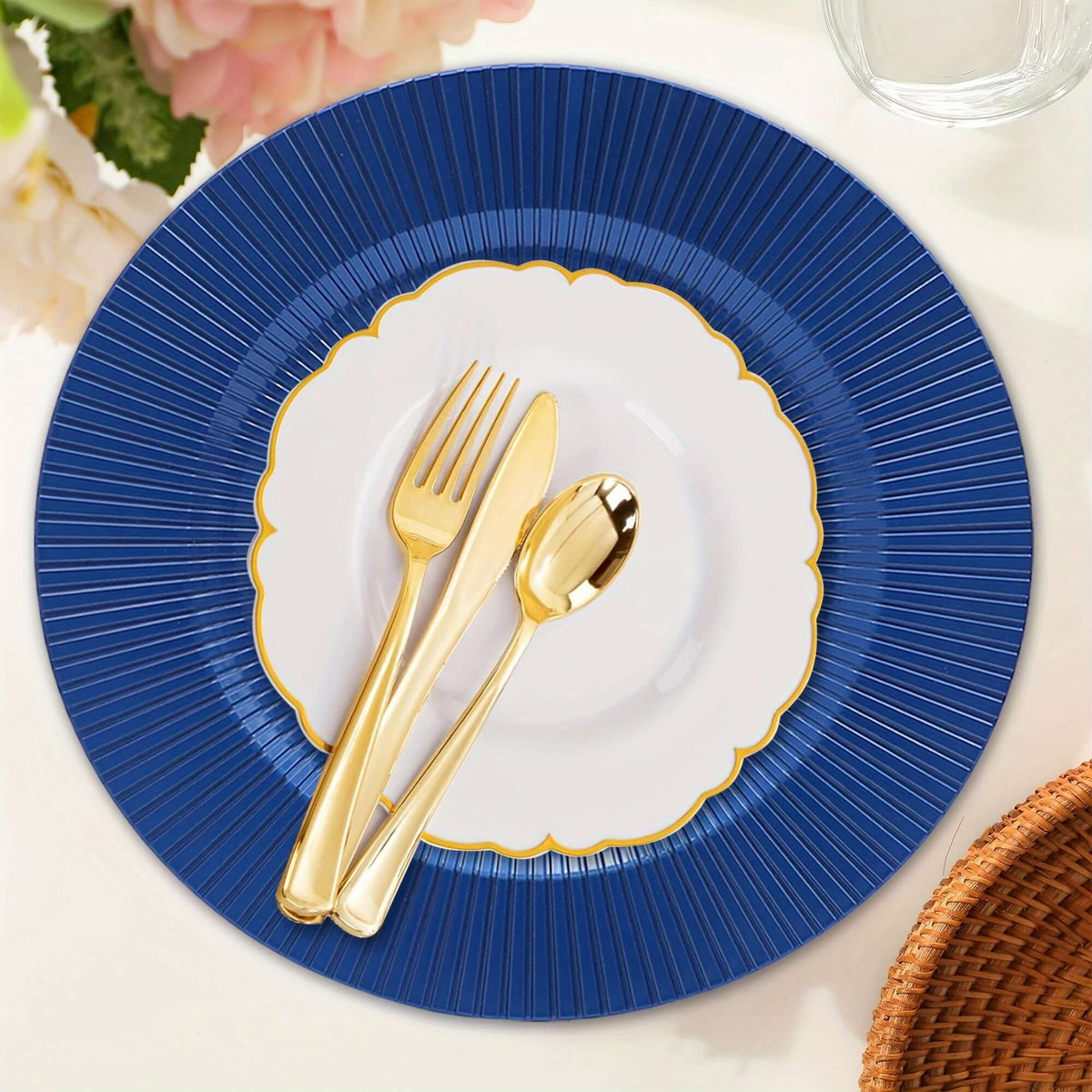 Elegant Blue Reef Charger Plates - 38 pcs Set tableware Luxurious Weddings