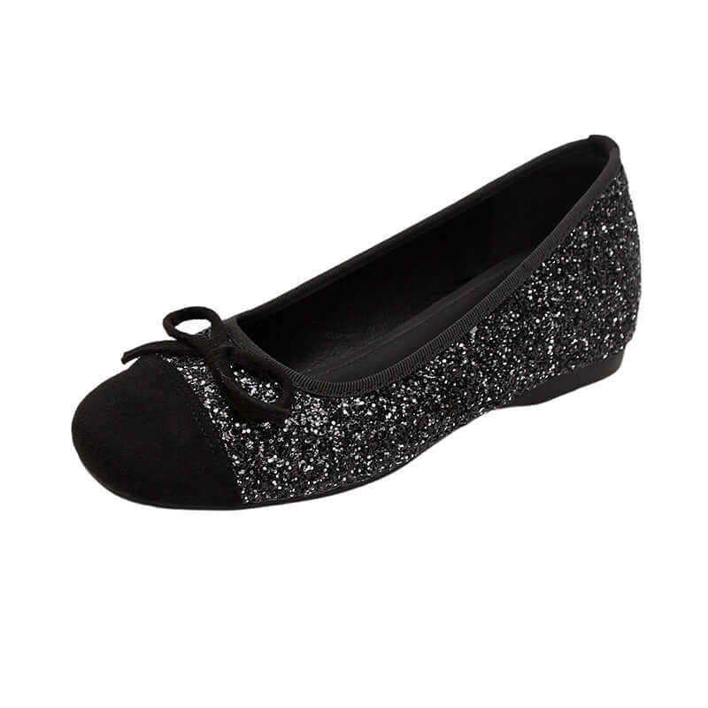 Bow Contrast Sequin Round Toe Slip-Ons flat shoes Luxurious Weddings