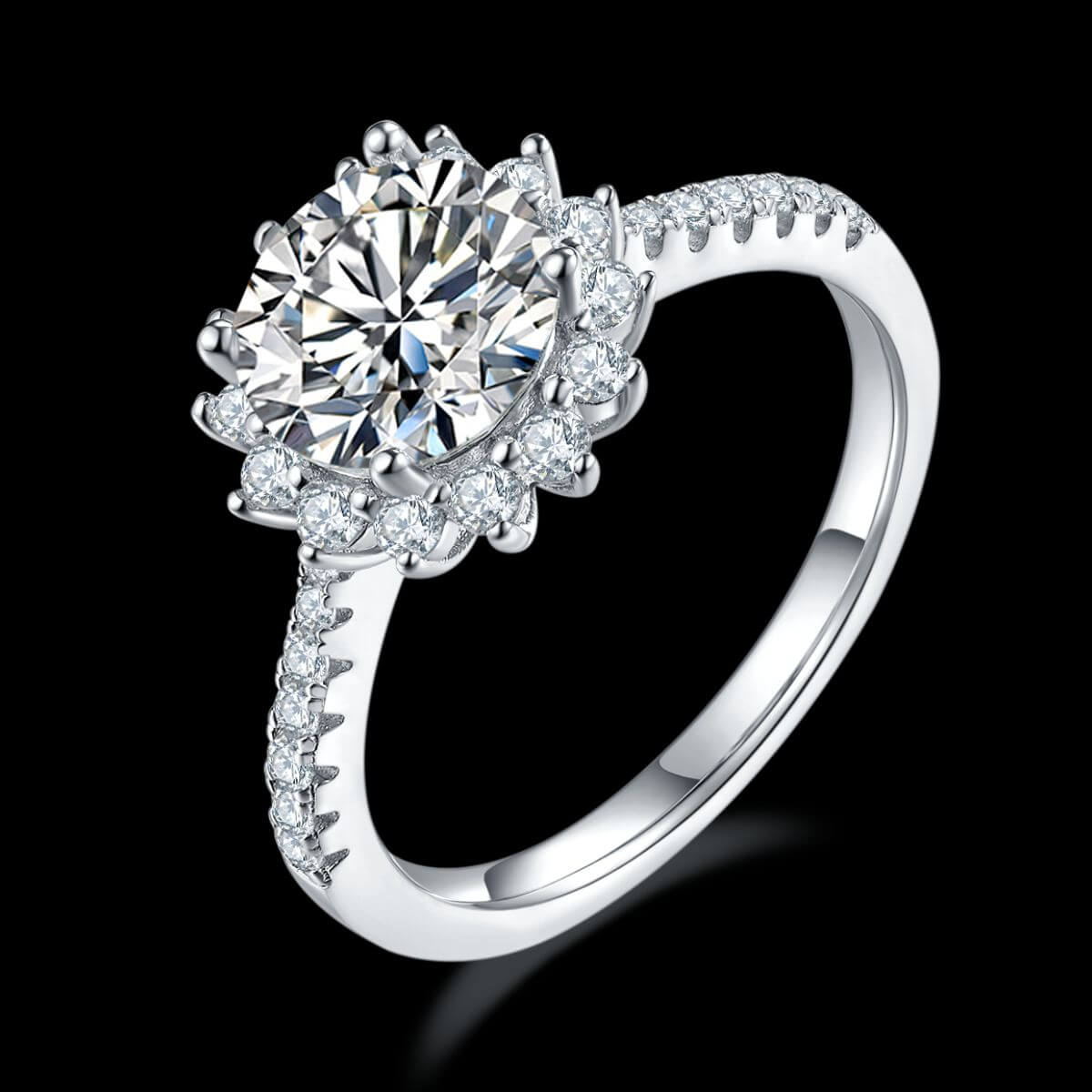 2 Carat Moissanite 925 Sterling Silver Ring Rings Luxurious Weddings