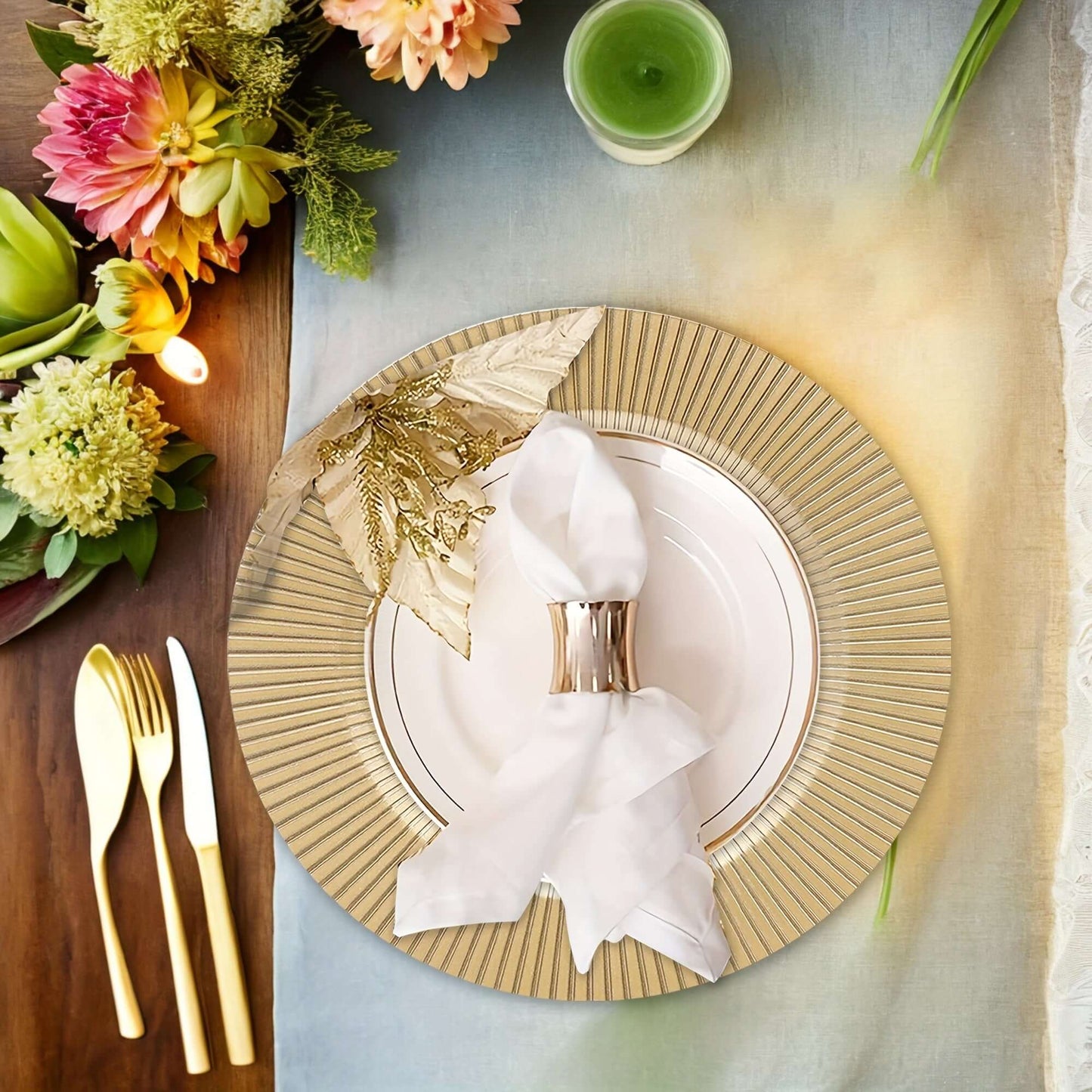 50 Silvery & Golden Charger Plates for Exquisite Table Tableware Luxurious Weddings