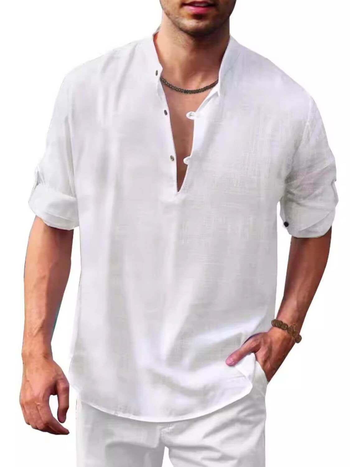 Men's Full Size Half Button Long Sleeve Shirt Plus Size shirts Luxurious Weddings