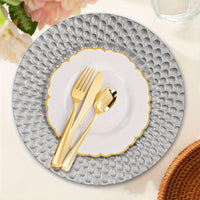 Elegant 40pcs 13\" Silvery Charger Plates Set Tableware Luxurious Weddings