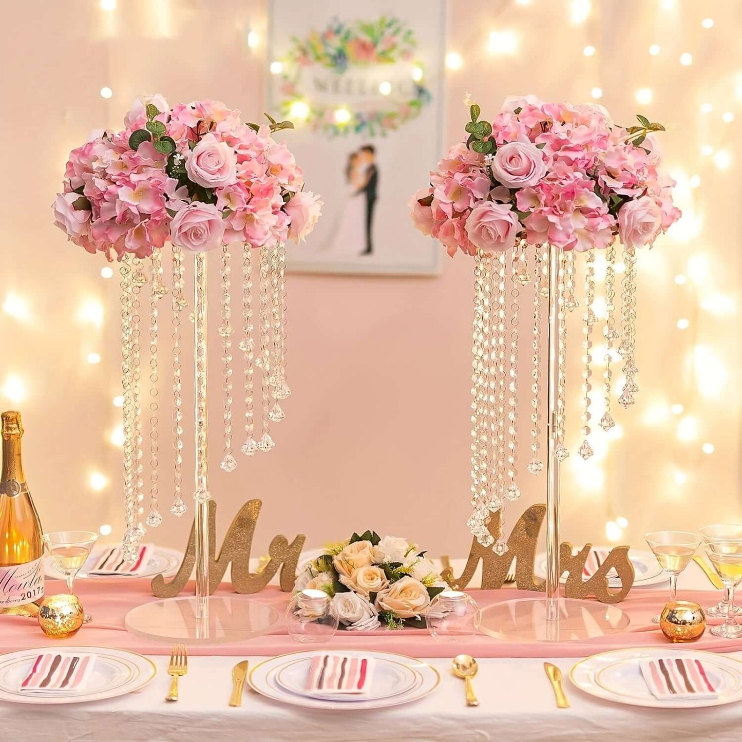Elegant Clear Acrylic Floral Centerpiece Stand Home Decor Luxurious Weddings