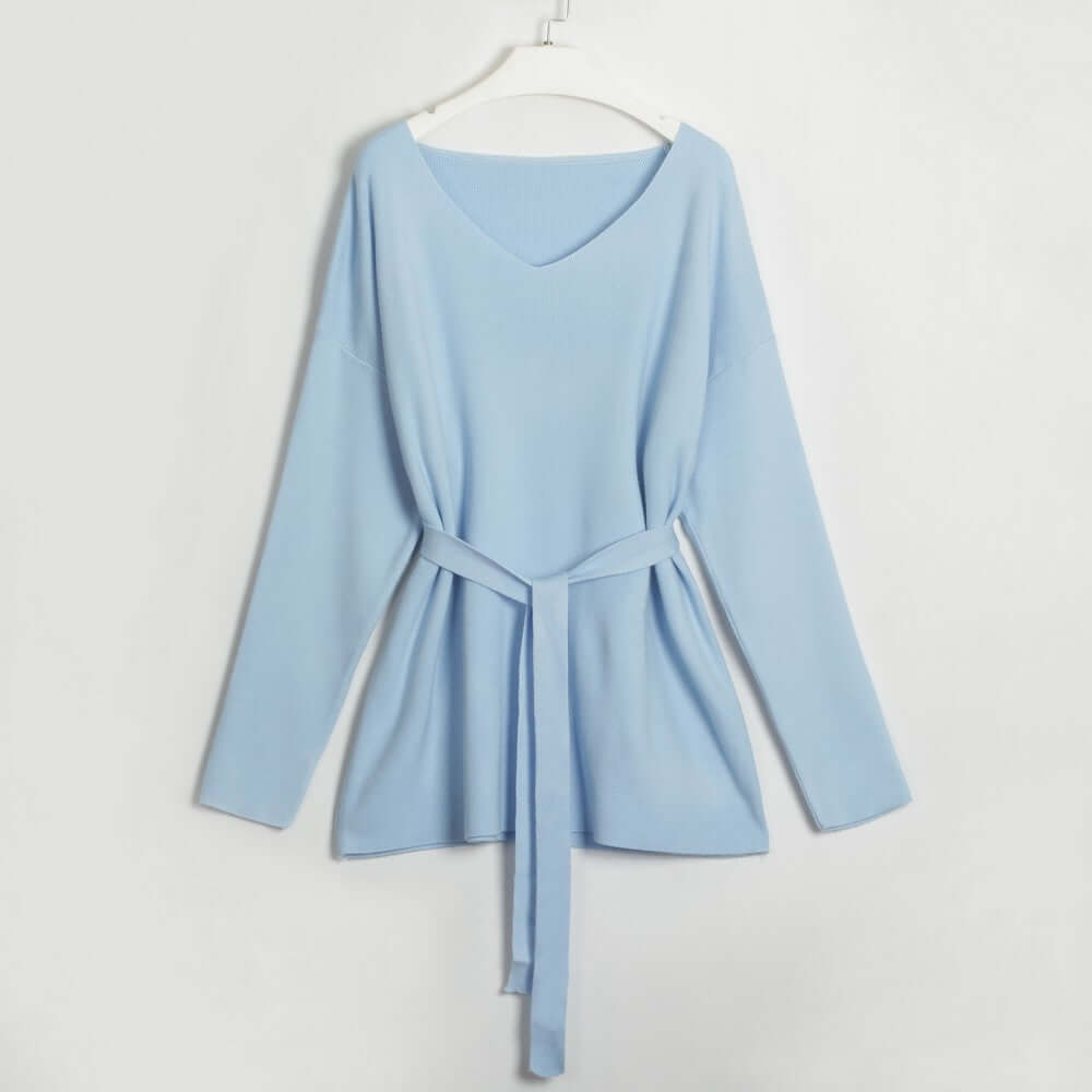 V-Neck Long Sleeve Top and Drawstring Pants Sweater Set Matching Sets Luxurious Weddings