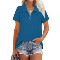 Women's top lapel loose threaded short sleeved shirt Women's Shirt Luxurious Weddings