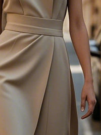 Round Neck Sleeveless Midi Sheath Dress Midi dresses Luxurious Weddings