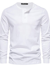 Men's Full Size Quarter Button Round Neck Long Sleeve T-Shirt Plus Size Men’s shirts Luxurious Weddings