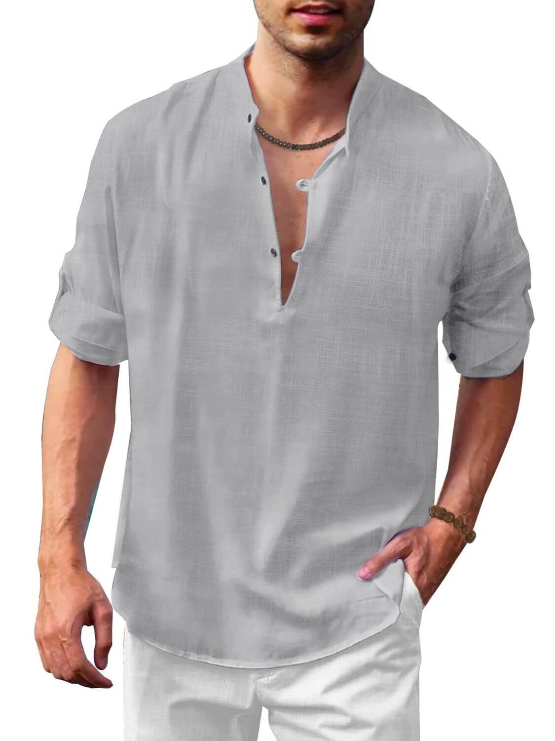 Men's Full Size Half Button Long Sleeve Shirt Plus Size shirts Luxurious Weddings