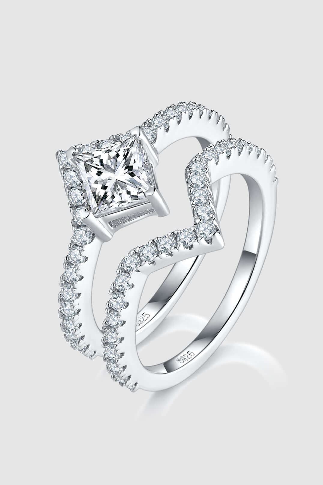 1 Carat Moissanite 925 Sterling Silver Double Layered Ring Rings Luxurious Weddings